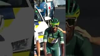 “HIS CHAMPAGNE MOMENT” 🍾The moment Biniam Girmay secured the Green Jersey 👏 [upl. by Ykcaj]