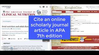 Cite online scholarly journal article in APA 7th edition [upl. by Mace]