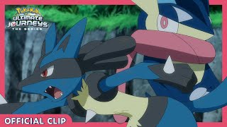 Greninja vs Lucario  Pokémon Ultimate Journeys The Series  Official Clip [upl. by Atikel465]