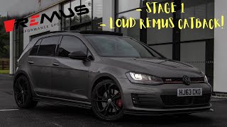 CRAZY STAGE 1 MK7 GOLF GTI WITH A LOUD REMUS CATBACK Loud Revs  Full Review [upl. by Yeargain950]