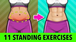 11 Best Standing Belly Fat Burn Exercises [upl. by Arikihs]