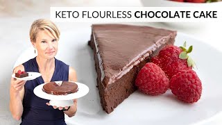 FUDGY KETO Flourless Chocolate Cake  No sugar no flour easy [upl. by Cornelius510]