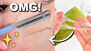 I Shaved My Face With Aloe Vera And This Is What Happened  Dermaplaning Before amp After [upl. by Rysler]