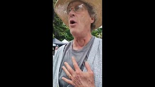 Lefty loses it after hearing Law and gospel proclamation at Eugene Saturday Market Eugene Oregon [upl. by Lebatsirhc45]