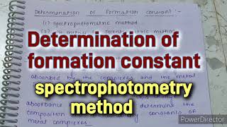 Spectrophotometry method Determination of formation constant Inorganic chemistry Msc notes [upl. by Fredie]