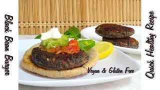 Quick Healthy Black Bean Burger Video Recipe by Bhavna  Vegan amp Gluten Free [upl. by Uzial]