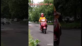 Learning to drive scooty shorts learning driving [upl. by Haleemak]