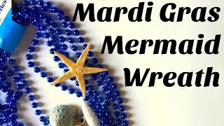 Dollar Store Crafts Mardi Gras Mermaid Wreath [upl. by Bravin]