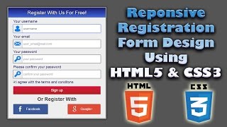 Responsive Registration Form Design Using HTML5 amp CSS3  Web Design Tutorial  Register Page Design [upl. by Innob]