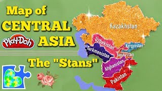 CENTRAL ASIA MAP  Learn The Stans  World Geography for Kids [upl. by Ahsatel592]