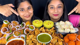 Eating😋Bread🥪PakoraPotli SamosaLadduSweetsRasmalai ChallengeBig BitesEating ChallengeAsmr [upl. by Adniram87]