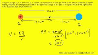 Two point charges q1 and q2 are separated by a distance r [upl. by Noimad209]