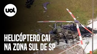 Helicóptero cai na zona sul de SP e moradores ajudam a apagar incêndio [upl. by Nylireg]