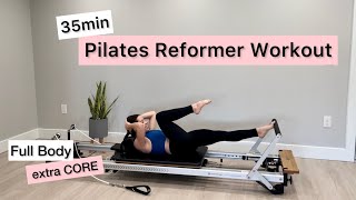 Pilates Reformer Workout  35 min  Full Body extra core [upl. by Sirahc]