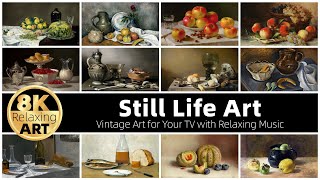 Vintage Art  Still Life Art Collection  Half an Hour of Relaxing 8K HD Video with Calming Music [upl. by Aisatsana]