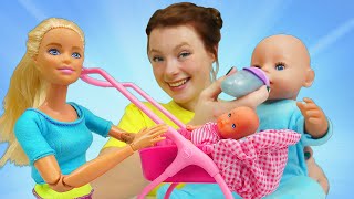 Puppen Video auf Deutsch Barbie passt auf das Baby auf Spielspaß mit Baby Born und Irene [upl. by Ecaidnac]