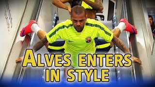 Dani Alves goes down escalator head first ahead of Champions League final [upl. by Tnecniv442]