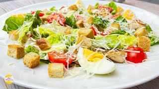 Салат quotЦЕЗАРЬquot Самый Простой и Вкусный Салат Простая Заправка БЕЗ ЯИЦ [upl. by Havstad]