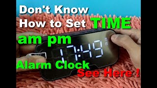 MIRROR FM BLUETOOTH SPEAKER HOW TO SET TIME ALARM CLOCK SETUP 12 24 HOUR AM  PM TIME FORMAT [upl. by Ephrem]