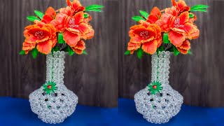 How To Make Flower Vase at Home  Beaded Flower Vase  Flower Pot  Flower Stand  Fuldani [upl. by Odlaniger887]