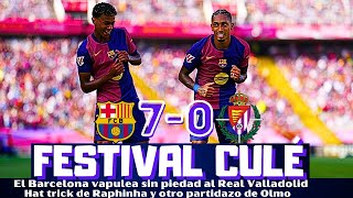 FESTIVAL DEL BARCELONA ANTE EL VALLADOLID RAPHINHA Y OLMO LIDERAN EL RECITAL GRAN LAMINE YAMAL [upl. by Forta170]