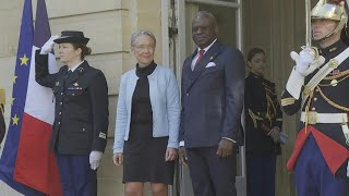 Borne reçoit le Premier ministre congolais Anatole Collinet Makosso à Paris  AFP Images [upl. by Kassaraba900]