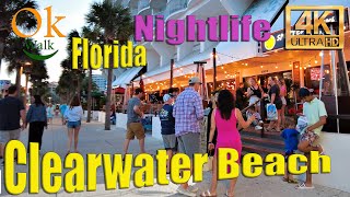 4k Nightlife Clearwater Beach Florida  Tampa Bay Area  Walking Tour [upl. by Angelis]