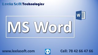 MS Word Part2  Micro Soft Office Leela Soft Technologies Madhusudhan Ramavarapadu Vijayawada [upl. by Ynaffad]