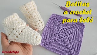 ¡Increíble patrón de ganchillo de zapatos de bebe Granny Square super fácil para principiantes [upl. by River]