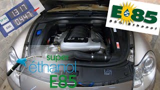 Installation Test et retour boîtier Ethanol E85 Porsche Cayenne V8 45L 340CH [upl. by Franek]