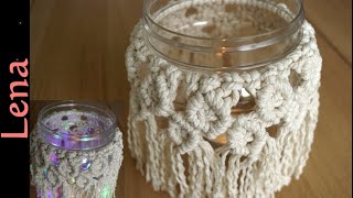 𝗠𝗮𝗰𝗿𝗮𝗺𝗲 with 𝗟𝗲𝗻𝗮 🕯️ Boho Sommerglas 🕯️ Makramee Windlicht 🕯️ Macrame candle jar 🕯️ Candle Jar cover [upl. by Gareth]