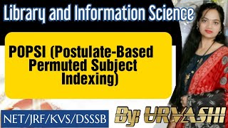 POPSI PostulateBased Permuted Subject Indexing [upl. by Llennoc]