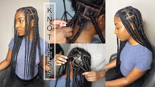 HOW TO DO SUPER EASY FLAT JUMBO KNOTLESS BOX BRAIDS DETAILED [upl. by Dihaz]