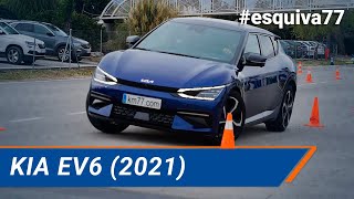 Kia EV6 2021  Maniobra de esquiva Moose test y eslalon  km77com [upl. by Ayin]