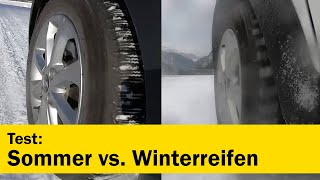 Vergleich Sommerreifen vs Winterreifen  ÖAMTC Fahrtechnik [upl. by Tiernan]