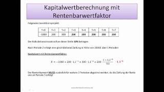 Investition und Finanzierung Abzinsung mit dem Rentenbarwertfaktor FernUni Hagen [upl. by Edyaw529]