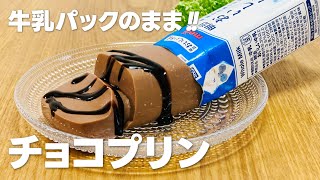 牛乳パックチョコプリンの作り方  ゼラチンで作れるもの 簡単お菓子作りレシピ [upl. by Ijuy]