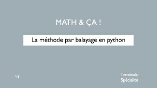 La méthode par balayage en python [upl. by Ahsito]