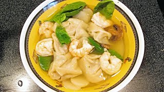 Wonton Soup  Shrimp and Vegetables with Pork Wontons  PoorMansGourmet [upl. by Elatsyrc]