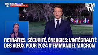 Retraites énergies sécurité lintégralité des vœux pour 2024 dEmmanuel Macron [upl. by Citron]