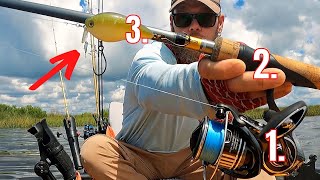 Inshore Fishing Strike King KVD Wake Bait Setup Rod Reel amp More [upl. by Ylellan]