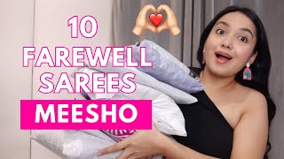 10 Farewell Sarees Try On Haul from Meesho ❤️  Isha Vinod Jain [upl. by Iramo]