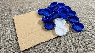 Look What I did With Waste Cardboard and Bottle Caps  Make Easy Sell and Earn Money [upl. by Ttennaej]