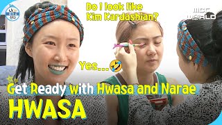 CC HWASA gave Narae the Kim Kardashian Makeup💄 HWASA NARAE [upl. by Rennat]