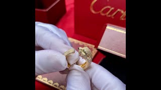 Unboxing Video  Panthère de Cartier Ring Yellow gold Diamonds Emeralds Onyx [upl. by Eikram]