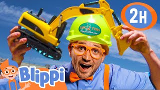 Blippi Visits a Construction Site and Explores an Excavator  2 HOURS OF BLIPPI TOYS [upl. by Ennailuj]