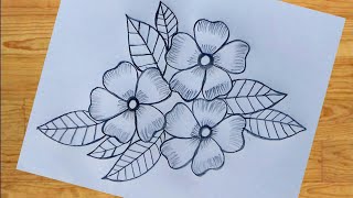 Flower design drawing with pencil [upl. by Erdreid]