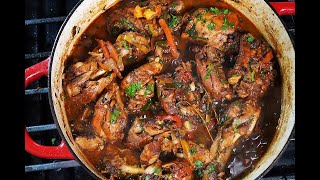 The Ultimate Jamaican Brown Stew Chicken  CaribbeanPotcom [upl. by Seltzer]