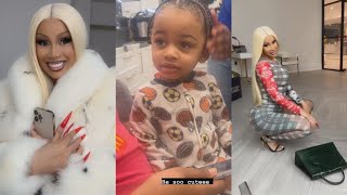 Cardi B Calls Son Handsome While Adoring Him [upl. by Ailicec]