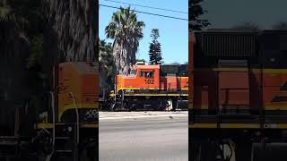 BNSF 142 leads the local to the Alcoa Yard and El Segundo Yard after passing Sepulveda Blvd [upl. by Shaper110]